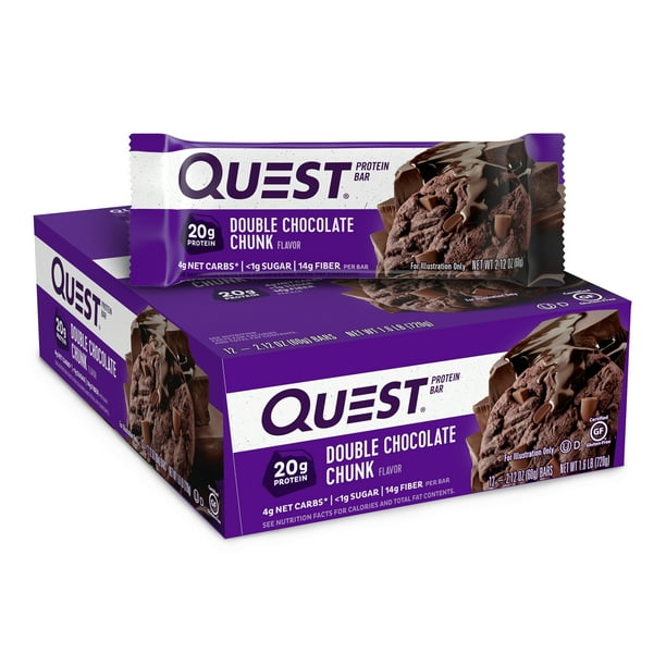 Quest Protein Bar, Double Chocolate Chunk, 20g Protein, 12 Ct Walmart