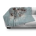 thumbnail image 3 of Floral Soft Flannel Fleece Throw Blanket, Silhouette Bouquet of Flowers in Heart Shape with Dragonflies, Cozy Plush for Indoor and Outdoor Use, 60" x 80", Dark Brown Pale Blue, by Ambesonne, 3 of 6