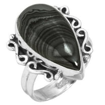 925 Sterling Silver Crown Of Silver Psilomelane Women Ring