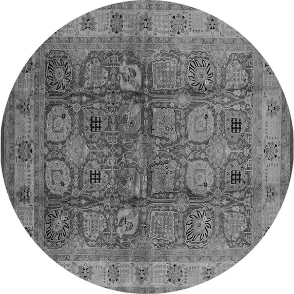 Ahgly Company Indoor Round Oriental Gray Industrial Area Rugs, 5' Round