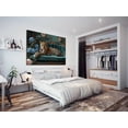 thumbnail image 2 of Mudket Leopard on Carved Green Sofa with Blue Hydrangea Canvas Wall Art, French Luxury Canvas Art for Living Room Bedroom Print for Home Decor , Framed Ready to Hang - 12"L x 8"W, 2 of 9