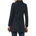 thumbnail image 3 of INSPIRE CHIC Manteau Mi-Long à Simple Boutonnage pour Femme à Col Peter Pan Bleu Foncé m, 3 of 5