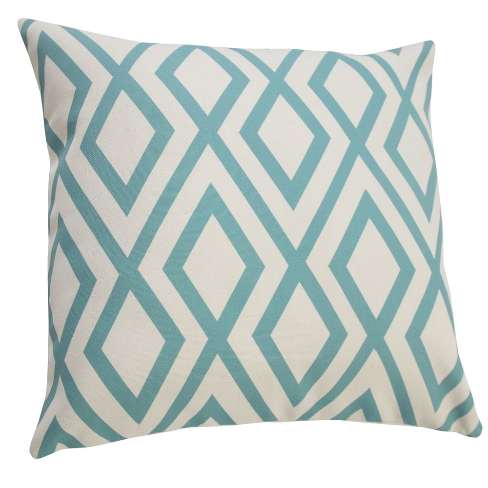 Harlow Hill Aqua Blue/Off-White Geometric Contemporary Recycled P.E.T. Throw Pillow Cover, 20" x 20"