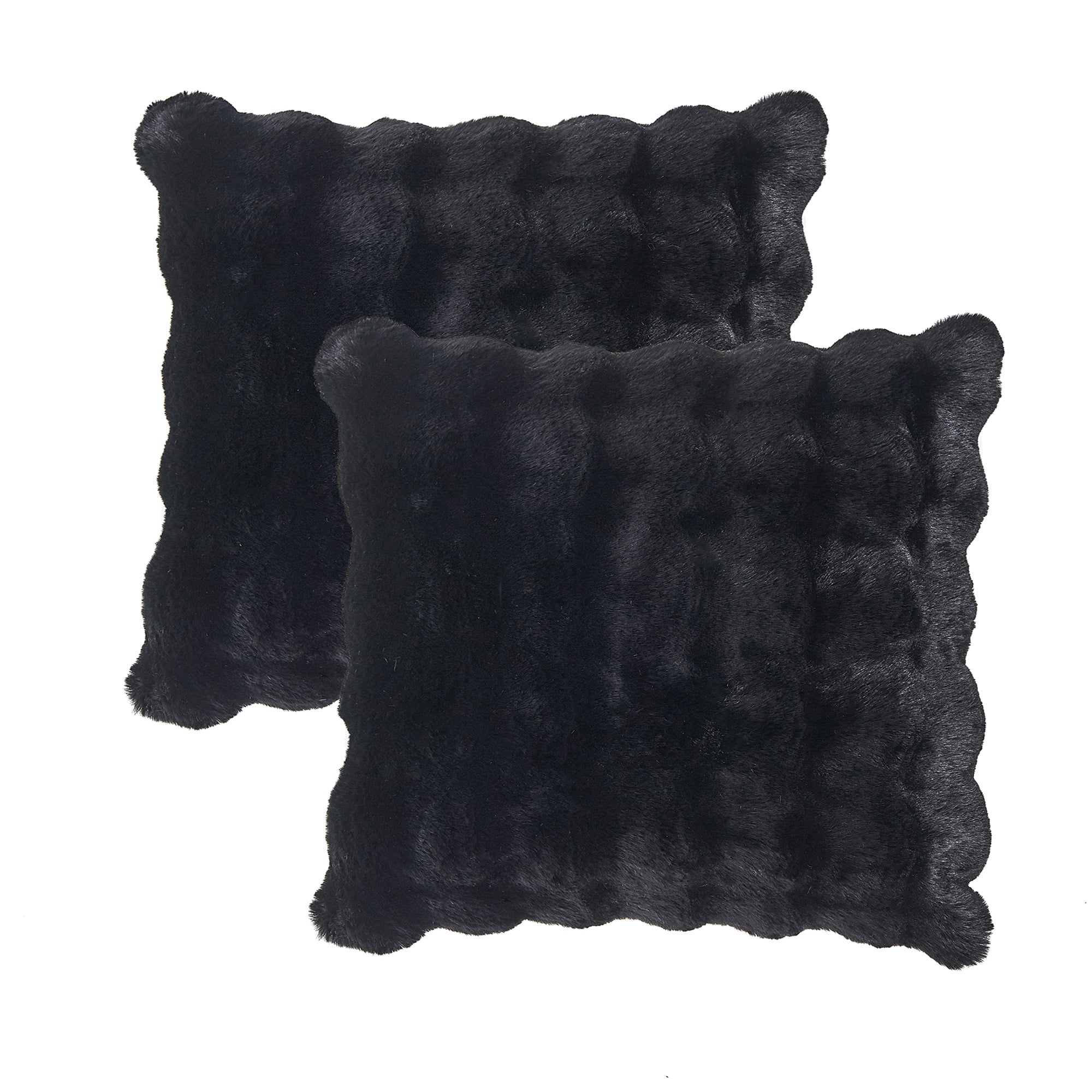 Home Soft Things Bubble Textured Faux Fur Pillow Covers, Set of 2, 20"x20", Black