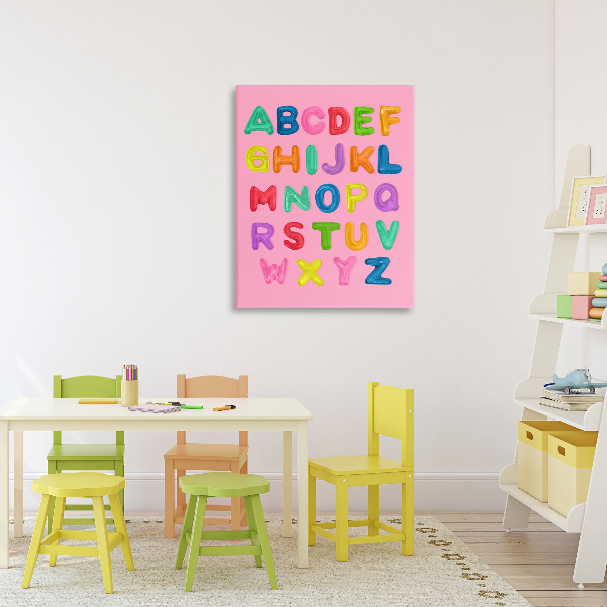 Stupell Industries Gummy Alphabet over Pink Canvas Wall Art, design by LISH Creative