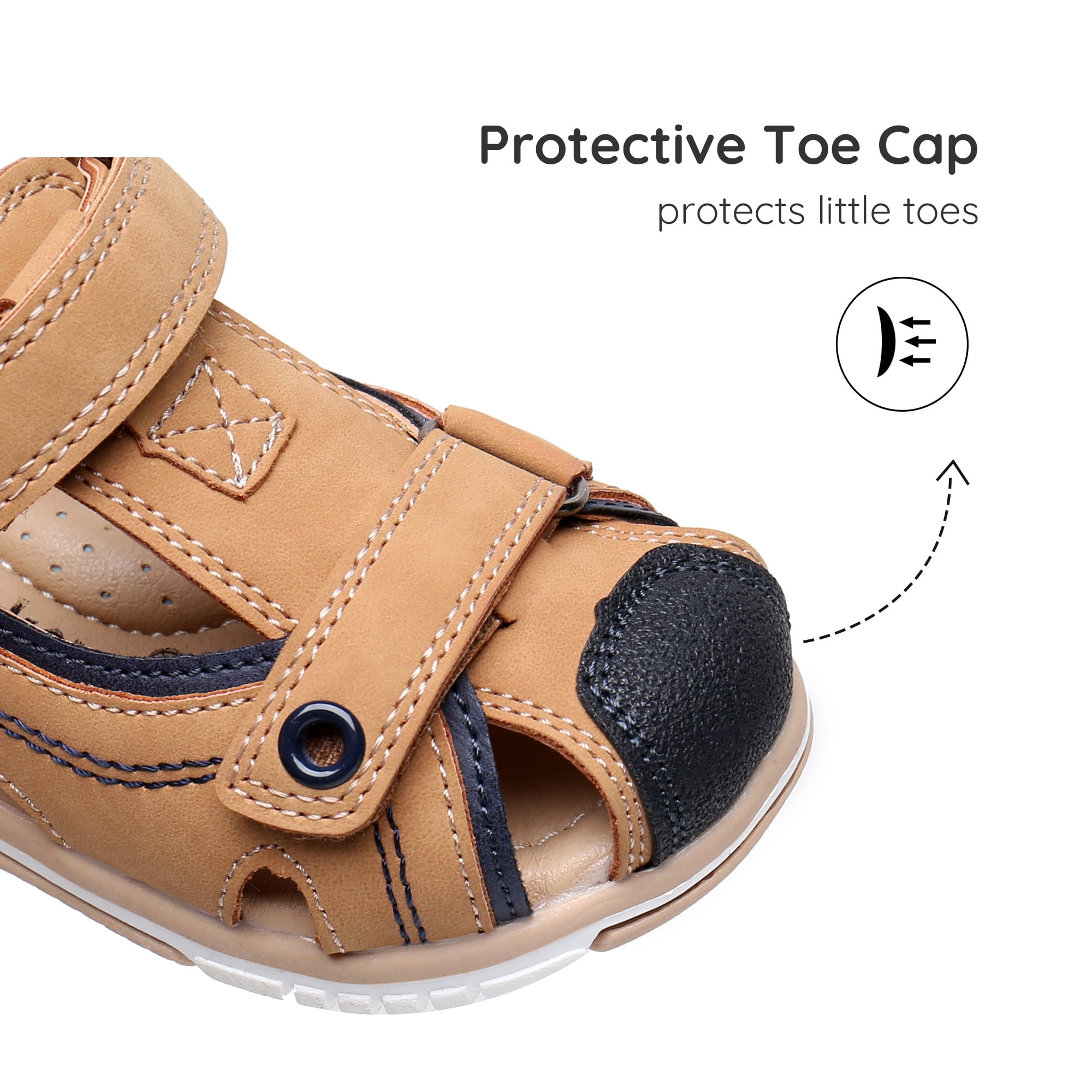 Toddler Boys Sandals Closed Toe Summer Shoes For Toddler with Arch Support Outdoor(Color : camel, Size : 6 Toddler)