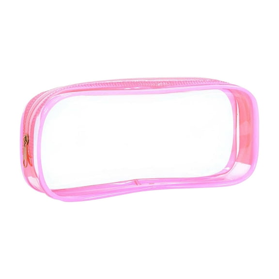 HHBEAUTY Stationery Storage Bag, Pen Case, Clear PVC Zipper Pencil Bag Toiletries Exam Pen Pencil Pouch Case Travel Luggage Make up Cosmetic Bag, Pink