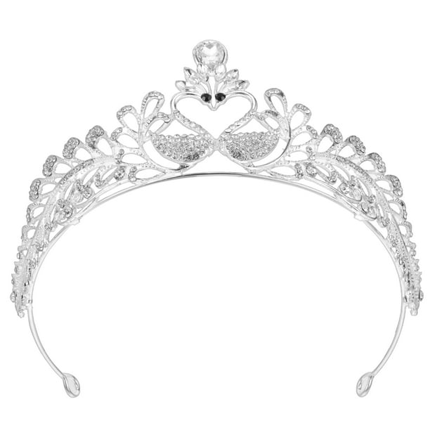 1 corona de diamantes de imitación para tocado, tiara de modelado de cisne, corona de boda para tocado.