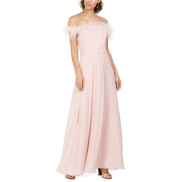Vestido de plumas sintéticas Eliza J para mujer rosa 2 Off-Shoulder