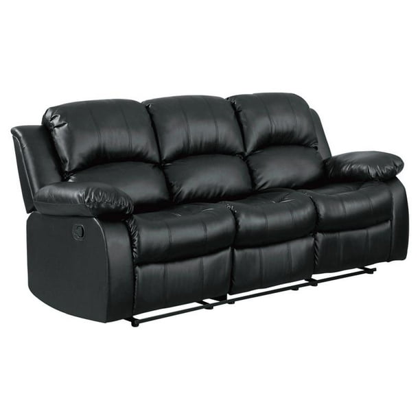Lexicon Cranley Traditional Faux Leather Double Reclining Sofa In Black Com Faux Leather Double Reclining Sofa In, Are Reclining Sofas Comfortable
