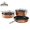 thumbnail image 1 of Gotham Steel Stackmaster Copper 5 Piece Nonstick Aluminum Cookware Set Dishwasher and Oven Safe, 1 of 3