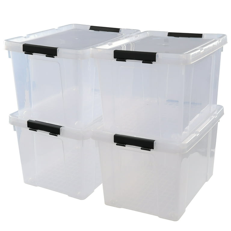 Citylife 48 Qt 4 Packs Clear Storage Bins with Lids Large