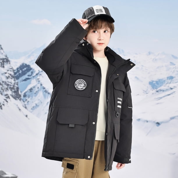 Chaqueta de plumón para niños y niñas, chaqueta con capucha gruesa y cálida para exteriores, longitud media, nuevo estilo, invierno, para niños medianos y mayores, 2024