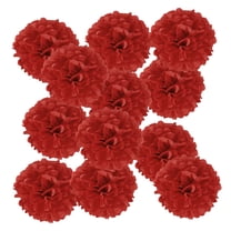 6inch Tissue Paper Pom Poms, 12PCS Pom Poms Paper Flowers Ball Tissue Paper Flowers for Wedding Bridal Shower Birthday Bachelorette Party Backdrop Decoration, Red