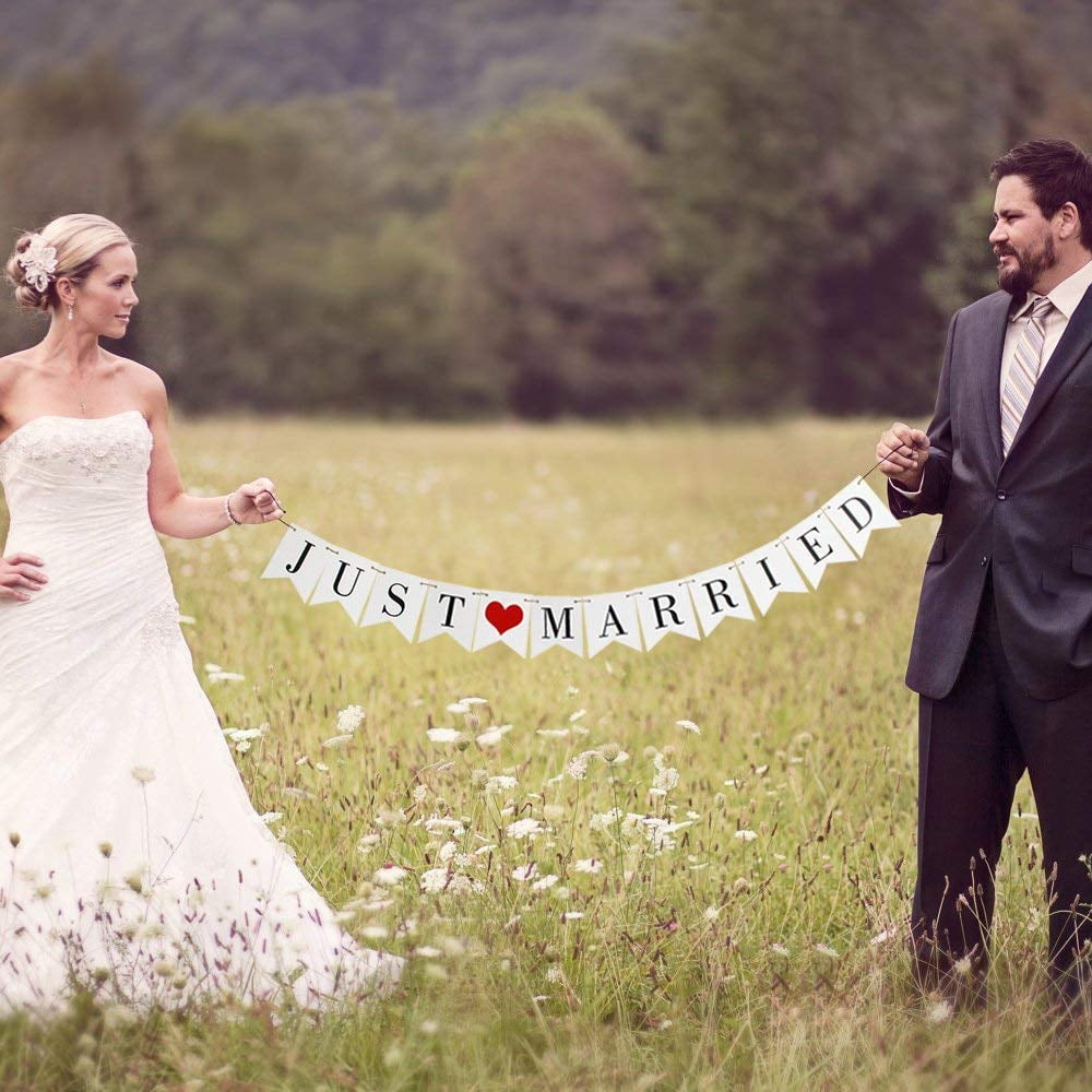 Bride and Groom Photo Props Just Married Wedding Decorations Unique Photo Booth Signs