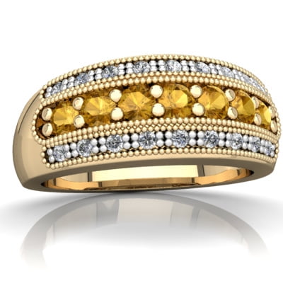 Citrine Anniversary Band Ring in 14K Yellow Gold by