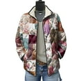 thumbnail image 2 of adviicd Womens Puffer Jacket Vintage Floral Printed Quilted Y2k Patchwork Coat Fall Fashion Clothes (Light Pink, XL), 2 of 9
