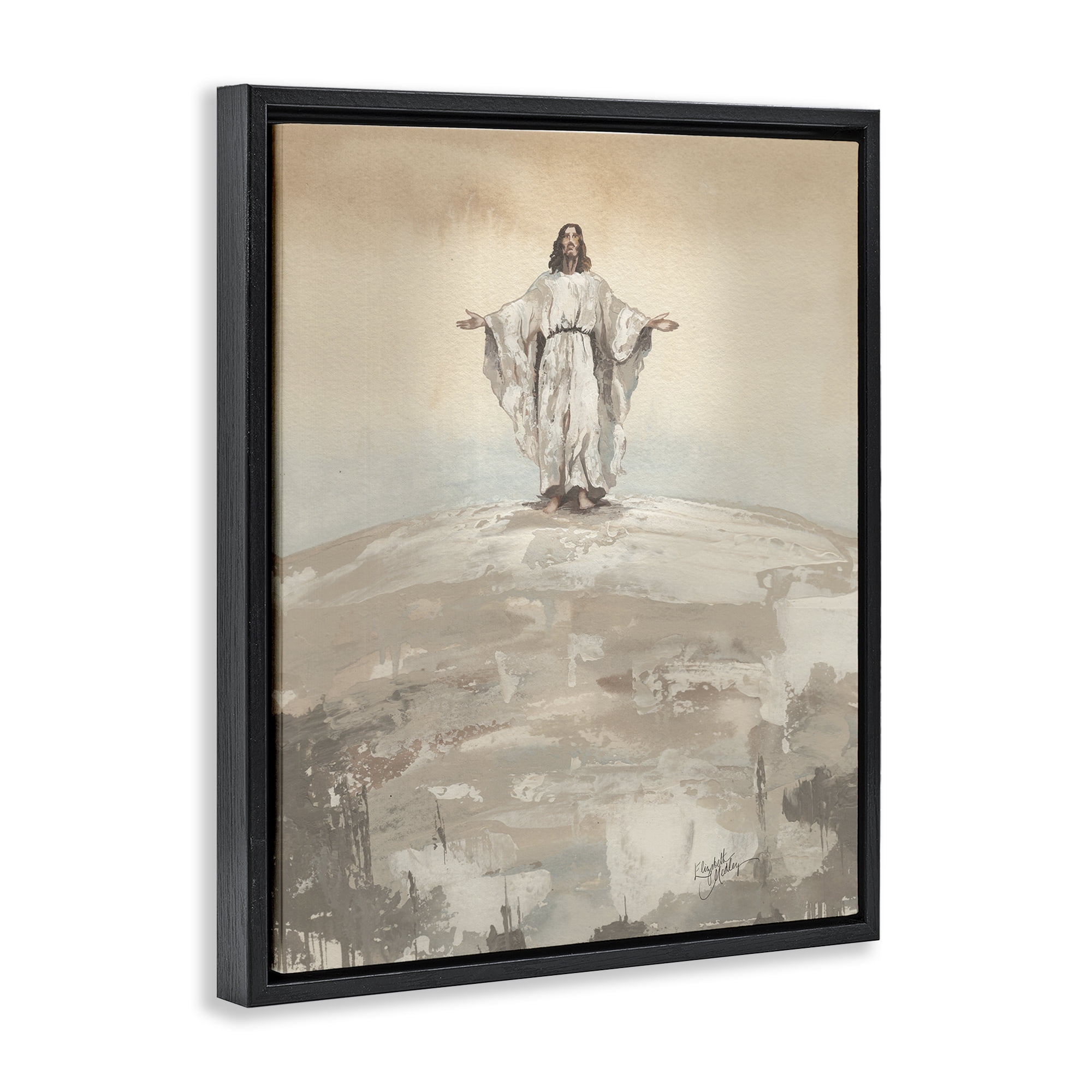 Stupell Industries Jesus on Hill Black Framed Floater Canvas Wall Art, design by Elizabeth Medley