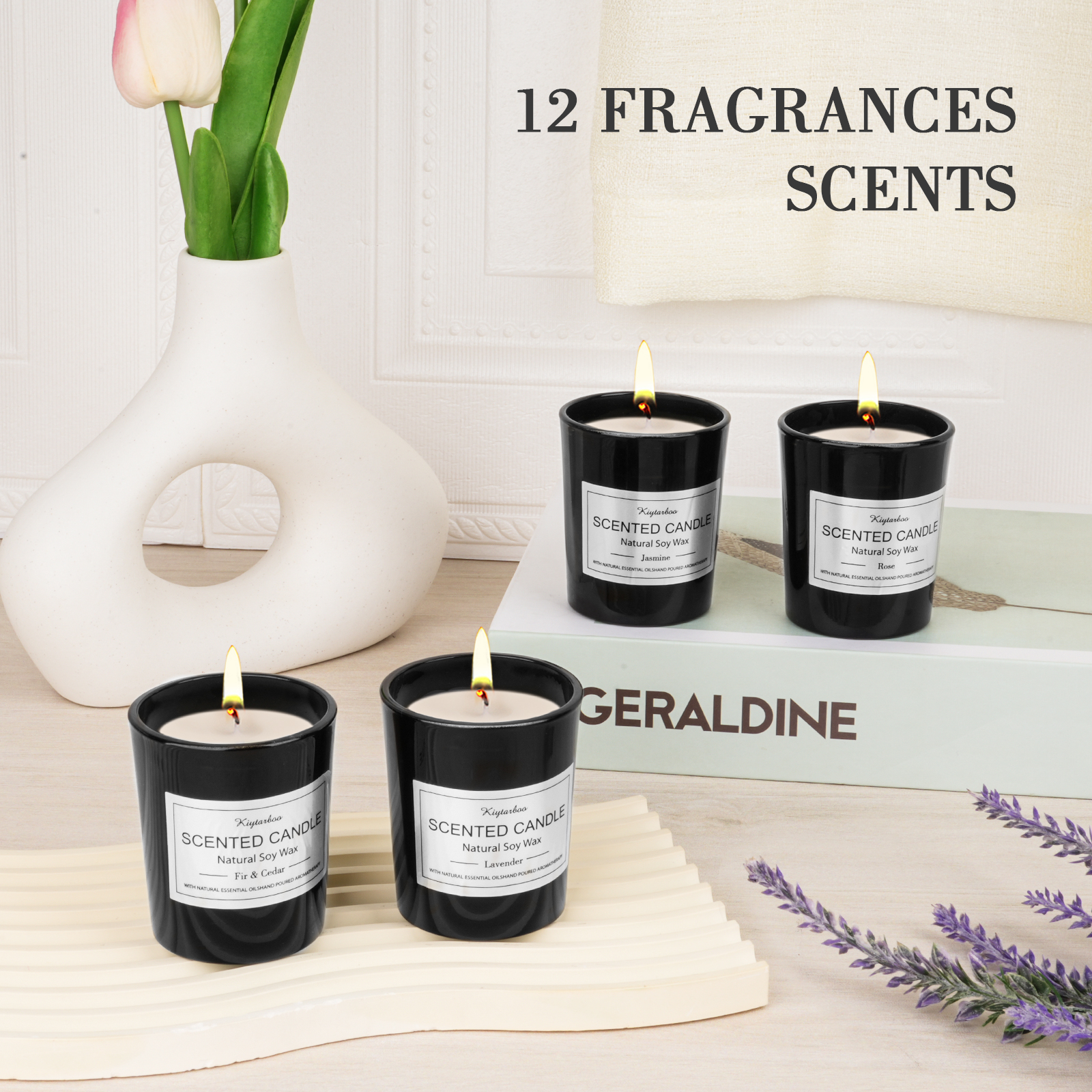 Giphtpoeet Scented Candles 12 Gift Sets for Women Natural Soy Wax Christmas Birthday Gift Candles Burning Time for 240h