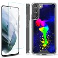 thumbnail image 1 of Shockproof Bumper Phone Case for Samsung Galaxy S22+ / S22 Plus 5G, with Tempered Glass Screen Protector, by OneToughShield ® - Cosmos Dance, 1 of 4