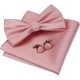 thumbnail image 1 of LAICAIW Mens Solid Color Double Fold Pre-tied Bow Tie and Pocket Square Cufflink Set with Gift Box, 1 of 5