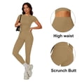 thumbnail image 7 of Two Piece Outfits for Women Fitted Crew Neck T-shirt High Waist Leggings Biker Shorts Matching Sets Streetwear, 7 of 7