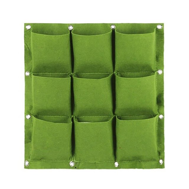 Inteprter Bolsas de plantación para colgar en la pared, maceta Vertical de jardín, bolsa de cultivo de flores de bolsillo, 9 bolsillos para plantas de Jardín y Patio Verde Inteprter HA025549-02