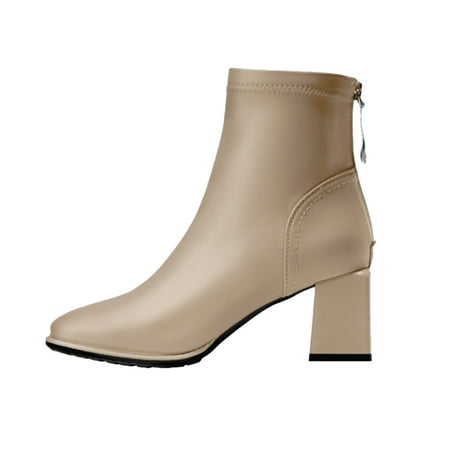

fvwitlyh Ankle Boots for Women Borne Boots Womens Leather Fashion Women Artificial Leather Solid Color Autumn Thick Sole Square Boot Socks for Women