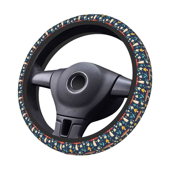 Kdxio Colorful Mushrooms Print Elastic Stretch Steering Wheel Cover,Auto Steering Wheel Cover,15 Inch Anti-Slip,Warm in Winter and Cool in Summer,Fit Suvs,Vans Cars,Trucks