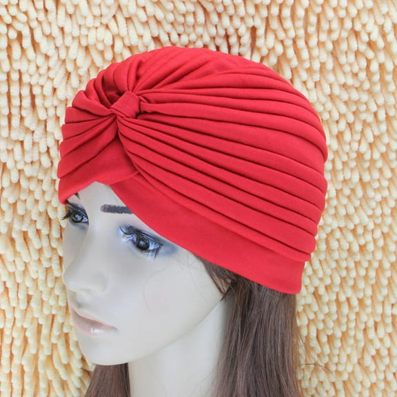 MLINS Turban Hat Baotou Yoga Turtleneck Folding for Women(Red)