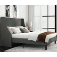thumbnail image 3 of Allewie Queen Size Fabric Upholstered Platform Bed Frame with Wingback Headboard, Dark Grey, 3 of 9