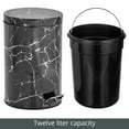 thumbnail image 6 of mDesign Metal/Steel 3.2 Gallon/12L Round Step Trash Can with Lid - Black Marble, 6 of 8