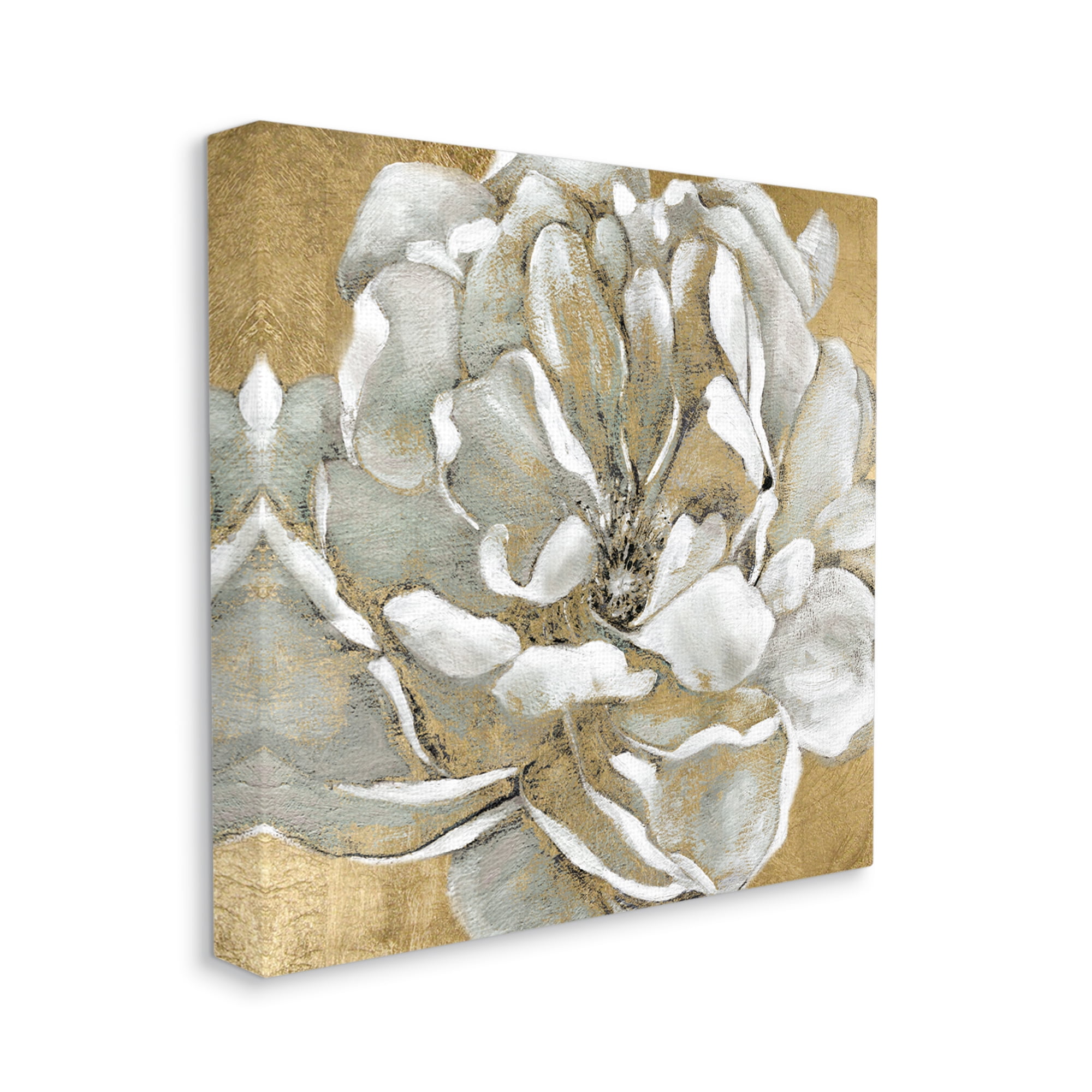Stupell Industries Blushing White Magnolia Flower Abstract Floral over Gold, 17 x 17,Design by Carol Robinson