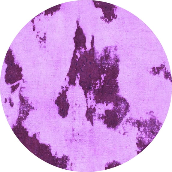 Ahgly Company Indoor Round Abstract Purple Modern Area Rugs, 7' Round