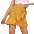 thumbnail image 2 of Fesfesfes Women Skirt Casual Solid High Waist Ruffled Frenulum Zipper Short Skirt Clothes Sale, 2 of 9