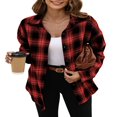 thumbnail image 2 of CHOK Plaid Flannel Shirts for Women Oversized Long Sleeve Button Down Shirts Blouses Tops, 2 of 7
