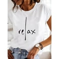 thumbnail image 1 of Letter Theme Printed Fitted Round Neck Fashion Women's Short Sleeve, 1 of 6