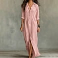 thumbnail image 6 of Gytharion Women's Flowy Maxi Dresses Lapel Long Sleeve Front Slit Dresses Loose Elegant Casual Shirt Dresses, 6 of 7