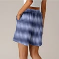 thumbnail image 3 of Striped Pajamas Shorts Women Drawstring Loungewear Elastic Waist Lightweight Casual Summer Vacation Shorts Blue XXL, 3 of 5