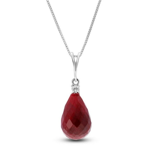 Galaxy Gold 14K White Gold Natural Diamonds and Ruby Pendant Necklace - July Birthstone - Passion & Protection - 16" to 24" - Fine Jewelry for Women