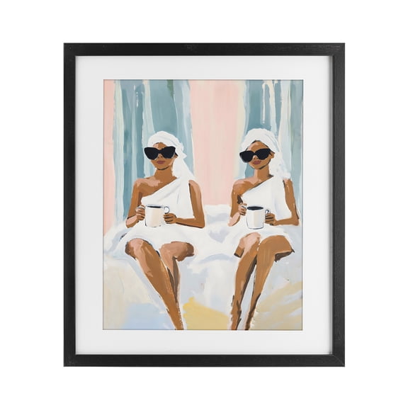 Stupell Industries Modern Girls Spa Day with Coffee Black Framed Print Under Glass, 13 x 16, by The Prints Vibe