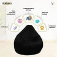 thumbnail image 5 of Ample Decor Leatherette Bean Bag Cover (No Filling), Ideal for Children and Teenagers - Black, 5 of 6