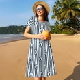 thumbnail image 4 of Salouo Nautical1 for Women's Short Sleeve Summer Dress, Pleated Loose Swing Knee Length Dresses with Pockets, 4 of 6
