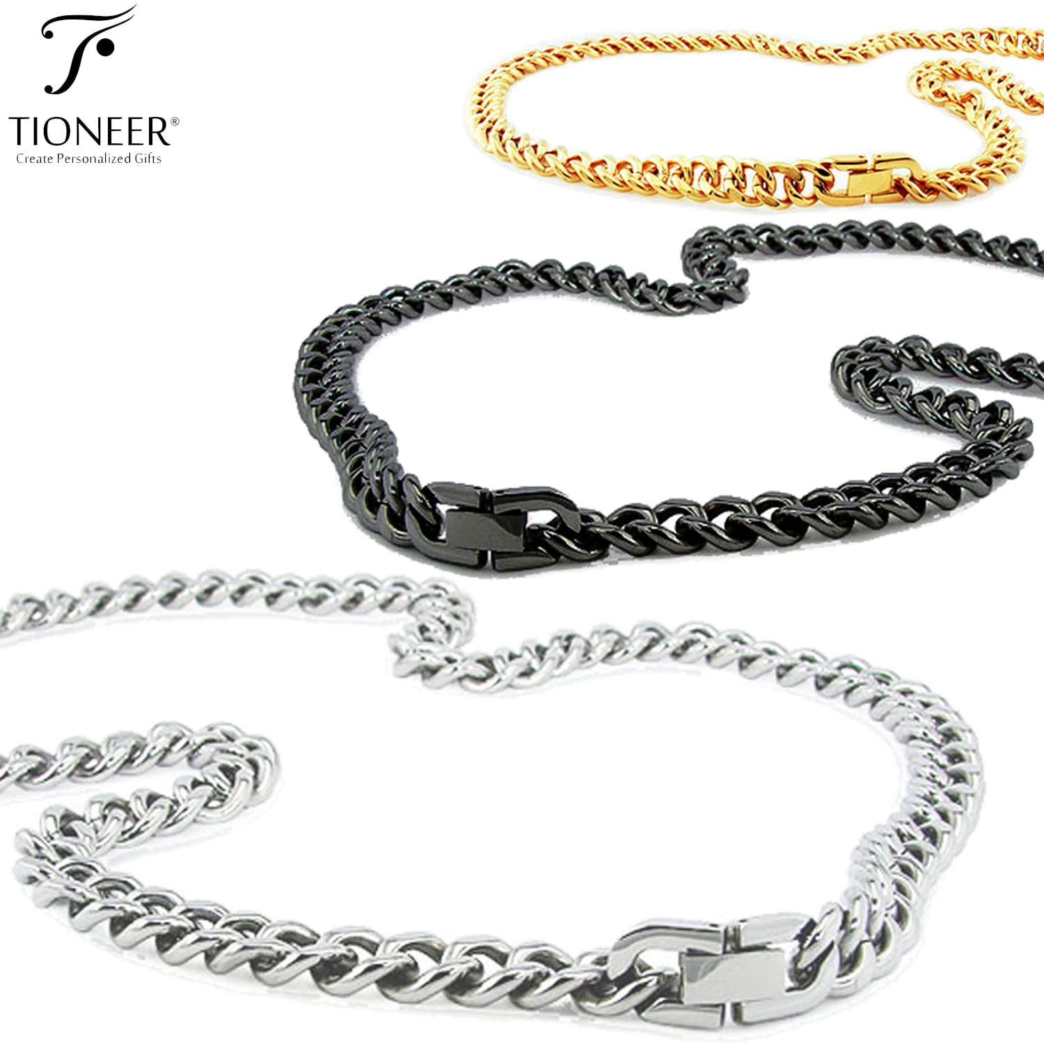 HIGH QUALITY STAINLESS STEEL 316L NECKLACE AND BRACELET  SET SILVER 