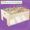 thumbnail image 3 of Hey! Play! Wooden Train Set and Storage with Tracks, Vehicles, Buildings and Illustrated Ocean Train Table 63 Pieces, 3 of 9