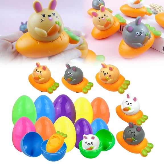 SUSHANG Toddler Egg in Carton Matching Animals Easter Eggs Easter Egg Carrot Animal Power Car Opening Eggshell Children's Toy Set Through Interaction With The Theme Children Can Unleash Their