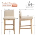thumbnail image 3 of Zesthouse 25.8" Modern Bar Stools Set of 2, Wooden Counter Height Barstools with Back, Upholstered Linen Counter Stools with Distressed Solid Wood Legs for Kitchen Island, Beige, 3 of 11