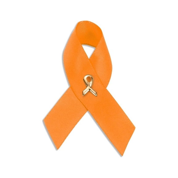 Satin Orange Ribbon Awareness Pins