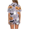 thumbnail image 6 of Xdegoge Womens Halloween Pajamas Set Short Sleeve Sleepwear Fashion Print Button Down Loungewear Shorts Pjs Cute Nightwear Elastic Waist Casual Comfy Set, 6 of 6