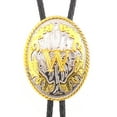 thumbnail image 2 of Mens Golden Bolo tie Western Initial Letter A to Z Cowboy Aalphabet Bola Tie, 2 of 6